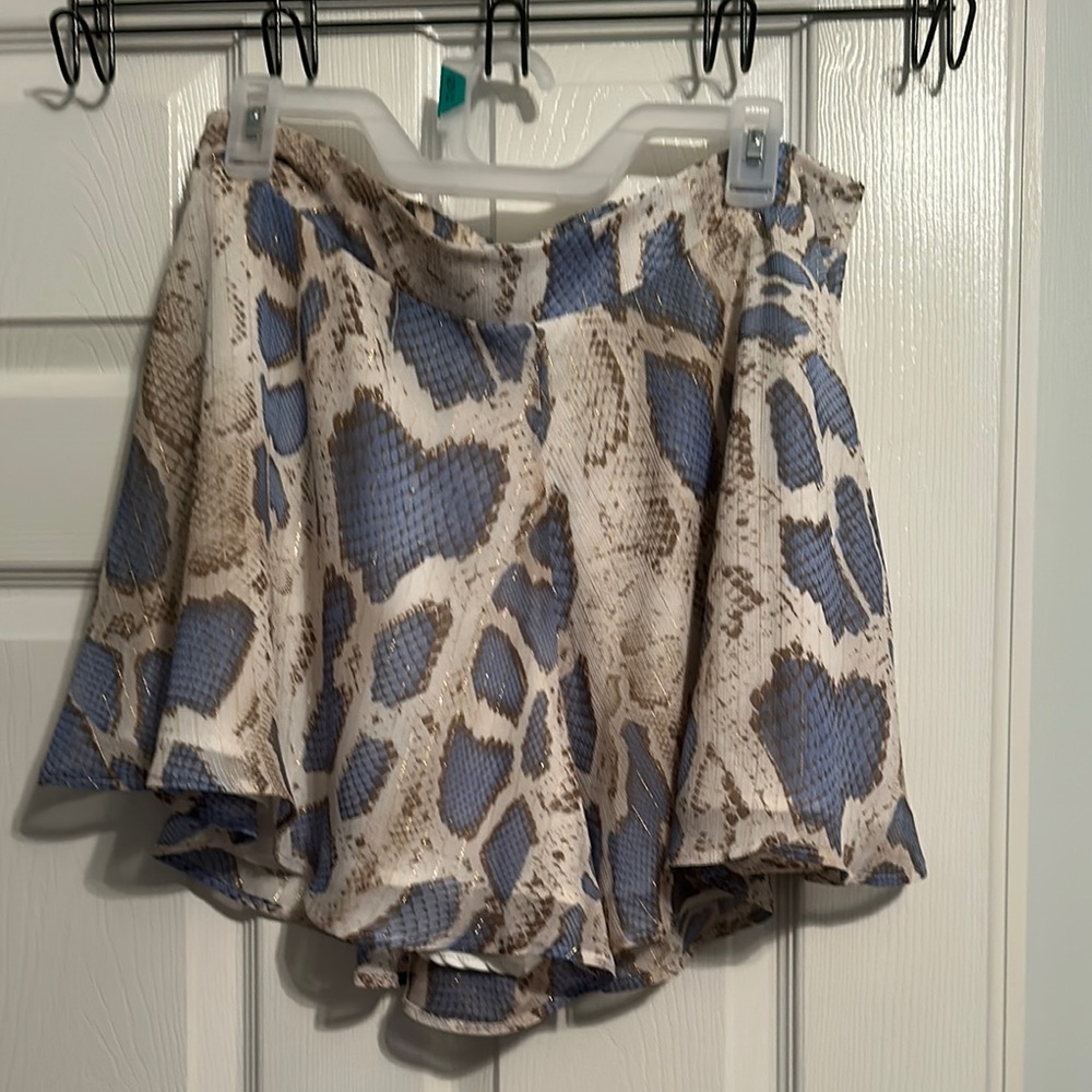 Snake Print Skirt in Blue and Beige